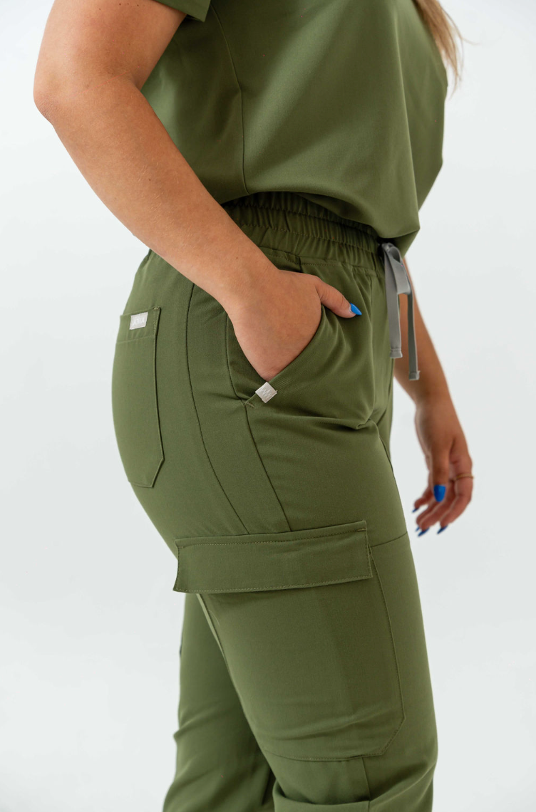 Lydia Jogger Scrub Pants - Mossy Green