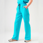 ACE Wide Leg Scrub Pants - Cyan Blue