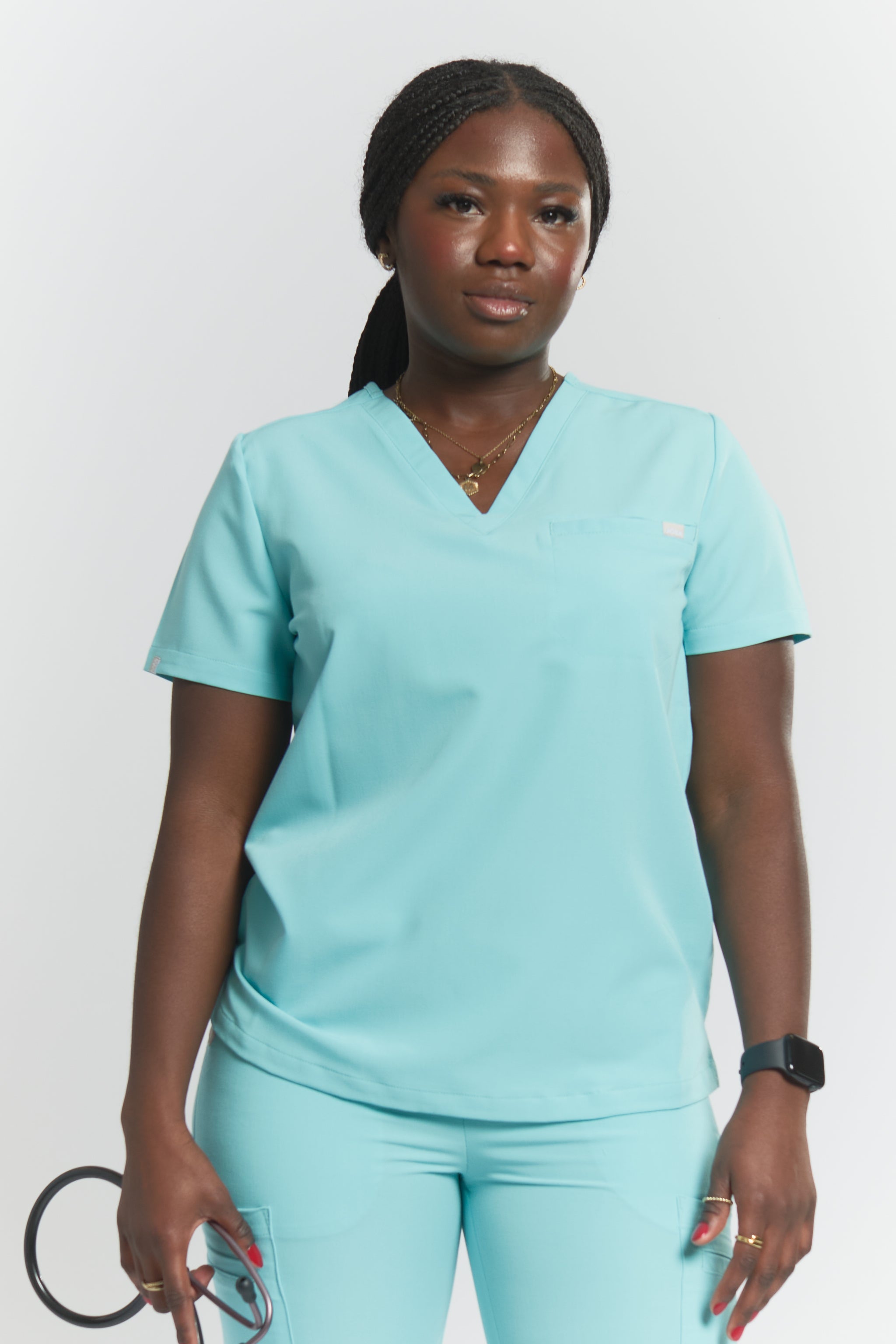 Olivia Scrub Top - Sky Blue