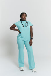 Ophelia Cap Sleeve Scrub Top - Sky Blue