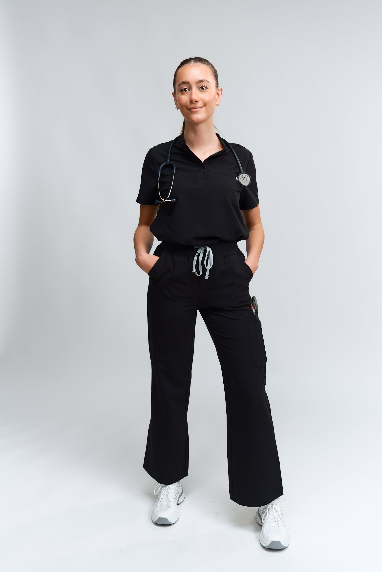 Pantalon d'uniforme médical ACE à jambes larges - Noir