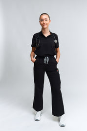 Pantalon d'uniforme médical ACE à jambes larges - Noir