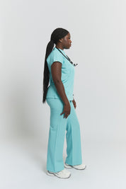 Ophelia Cap Sleeve Scrub Top - Sky Blue