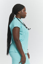 Ophelia Cap Sleeve Scrub Top - Sky Blue