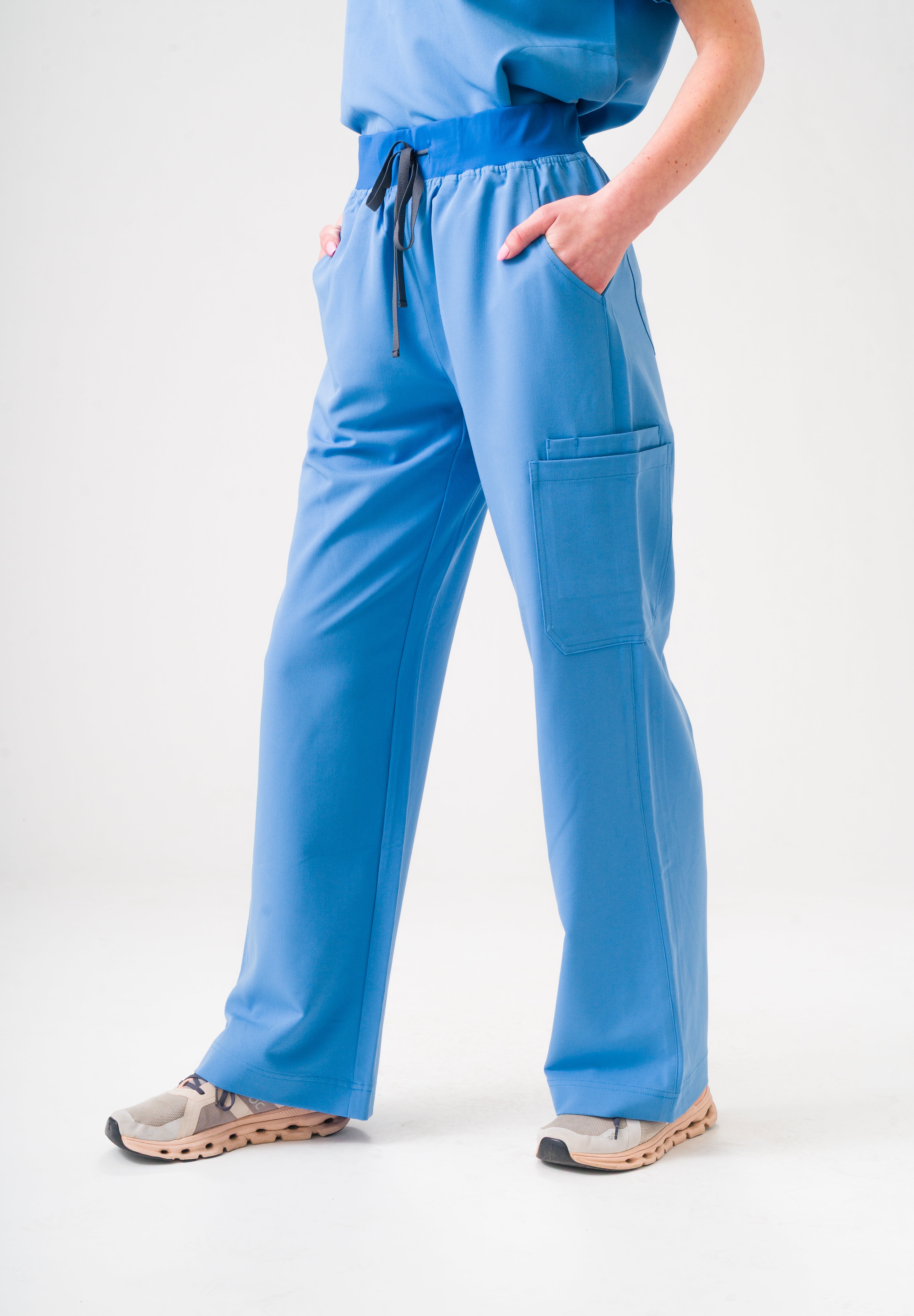 ACE Wide Leg Scrub Pants - Ceil Blue