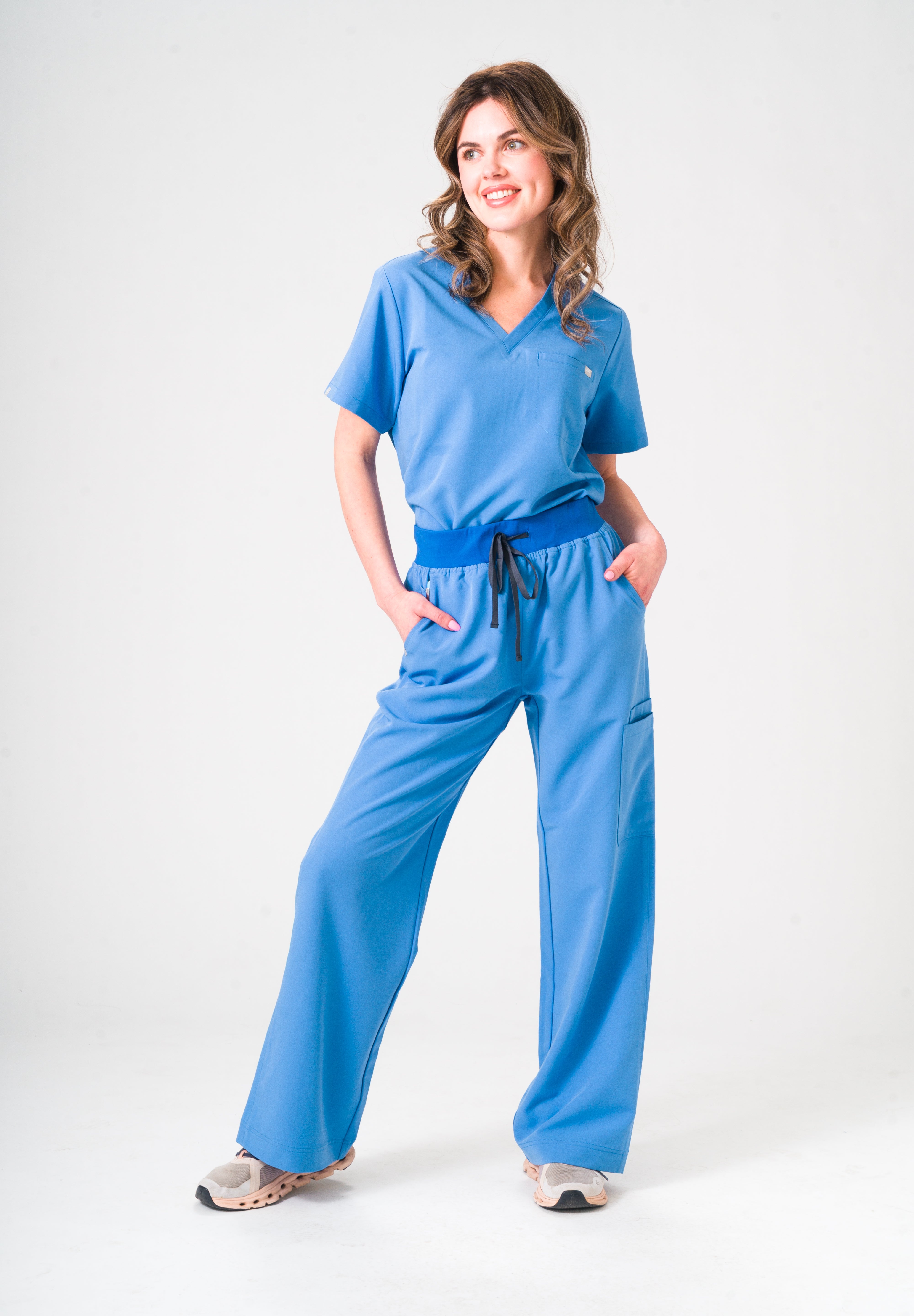 Olivia Scrub Top - Ceil Blue