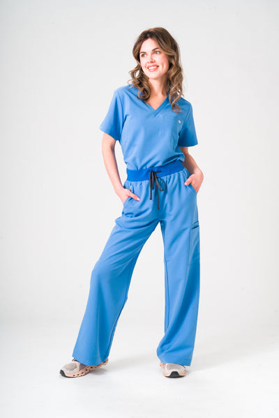 Blouse d'infirmière Olivia - Bleu Céleste