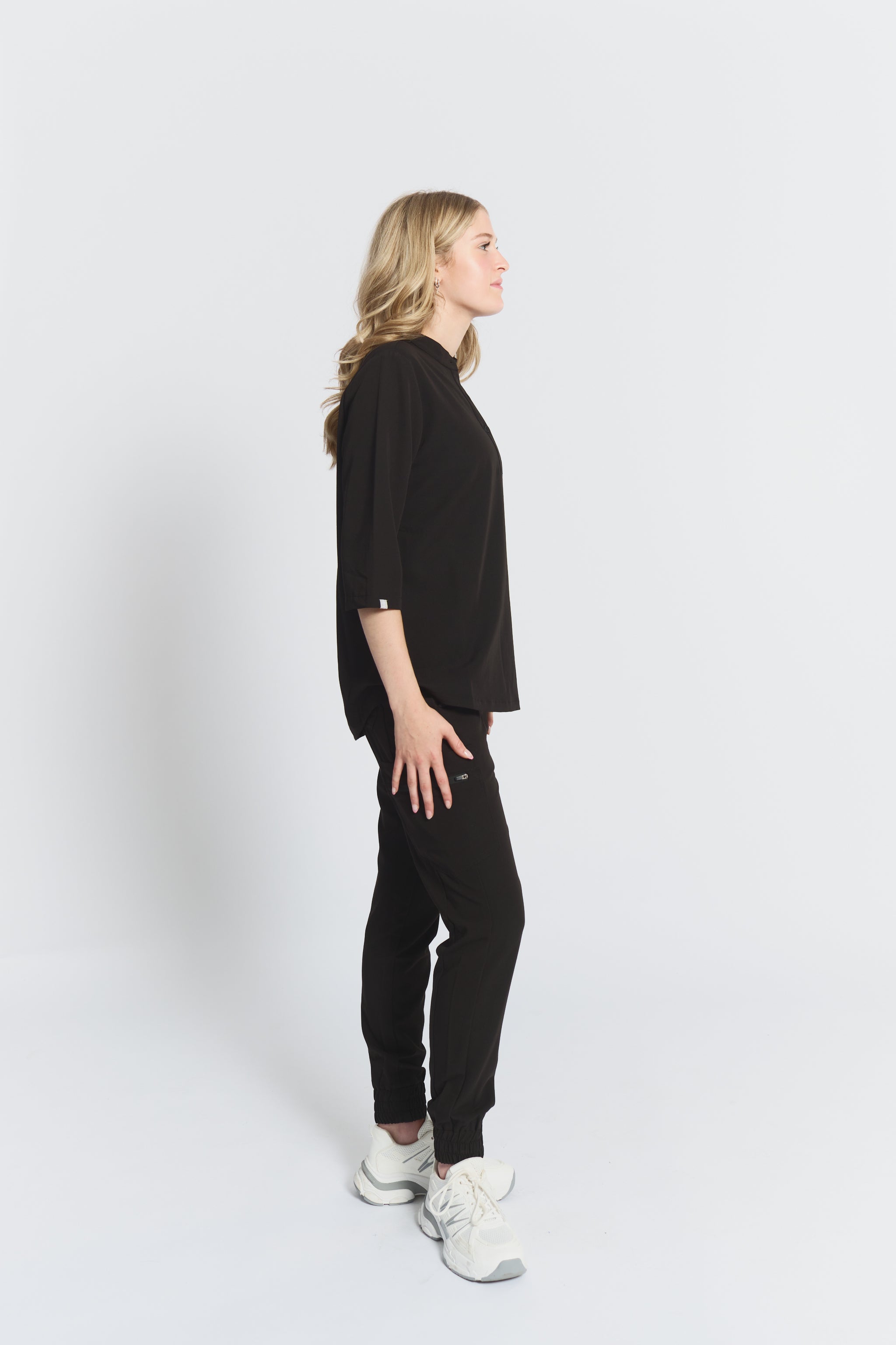 Top de travail à manches moyennes Cecilia - Noir