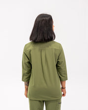 Haut d'uniforme médical à manches trois quart Cecilia - Vert Mousse