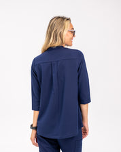 Haut d'uniforme médical à manches trois quart Cecilia - Bleu marine