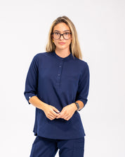 Haut d'uniforme médical à manches trois quart Cecilia - Bleu marine