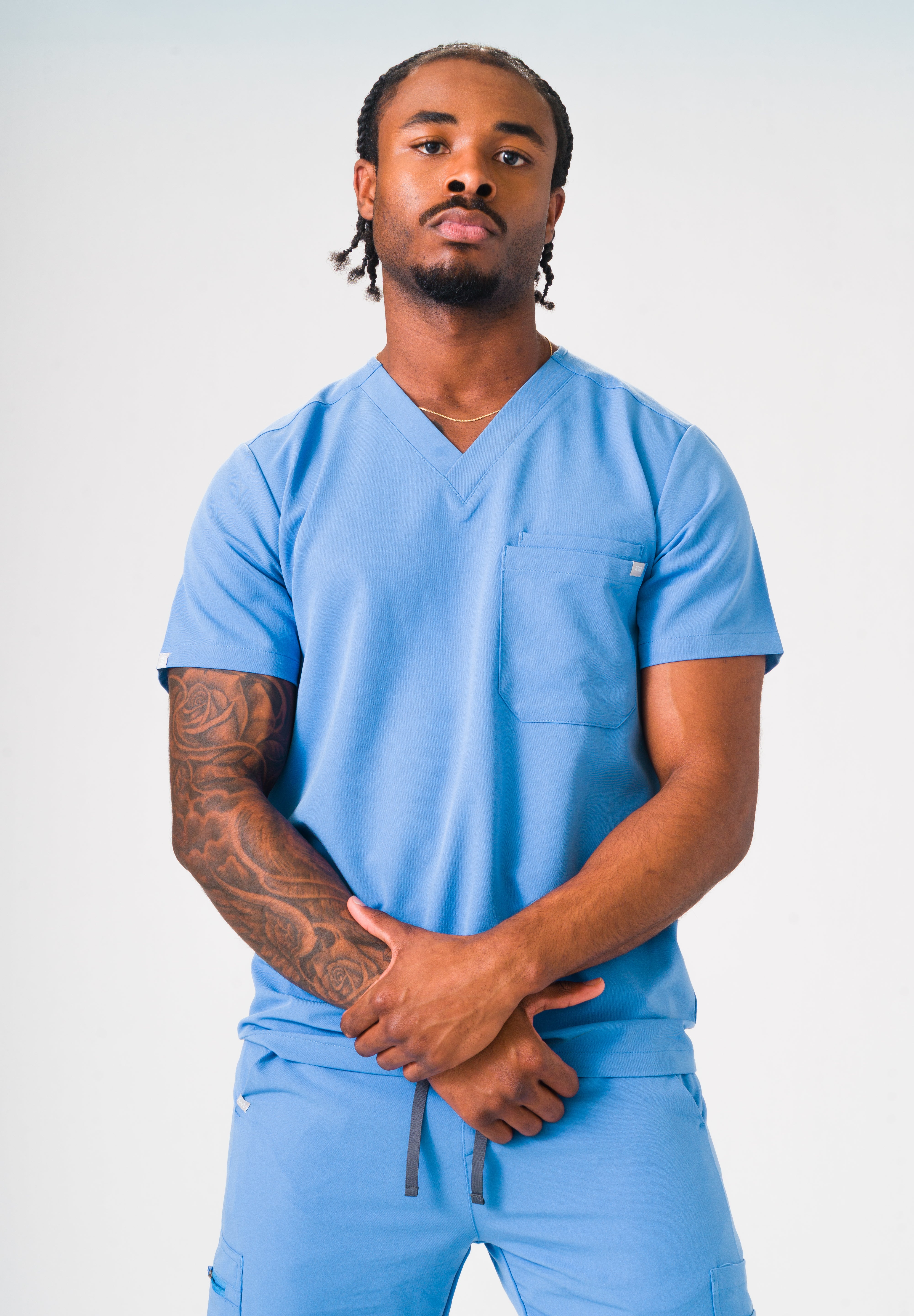 Liam Scrub Top - Ceil Blue