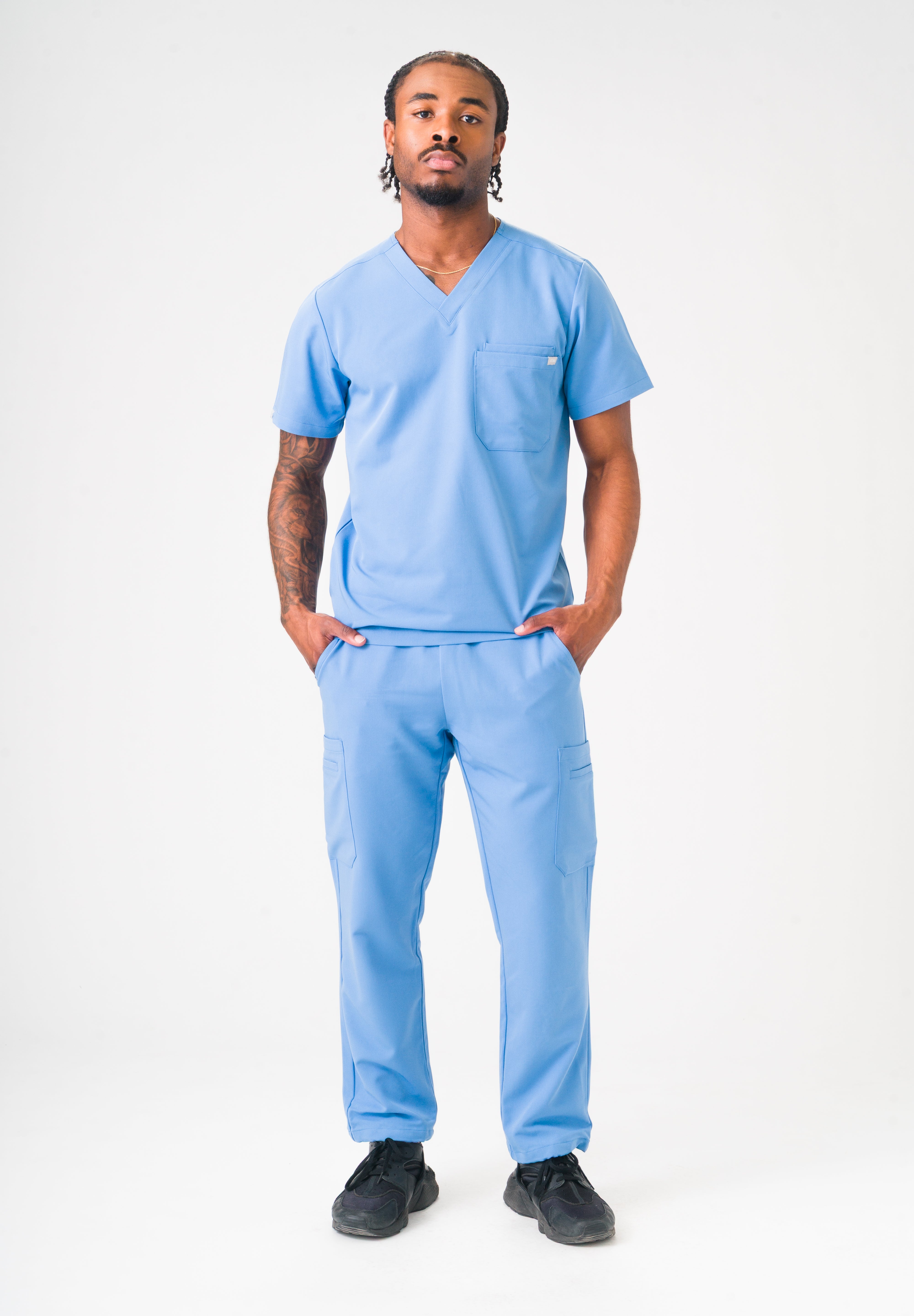 Luca Straight Scrub Pants -Ceil Blue