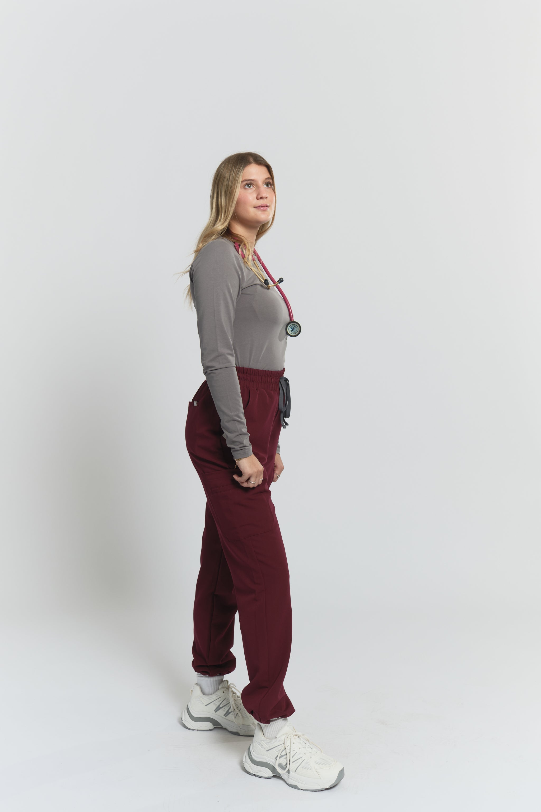 Lulu Straight Leg Scrub Pants - Burgundy
