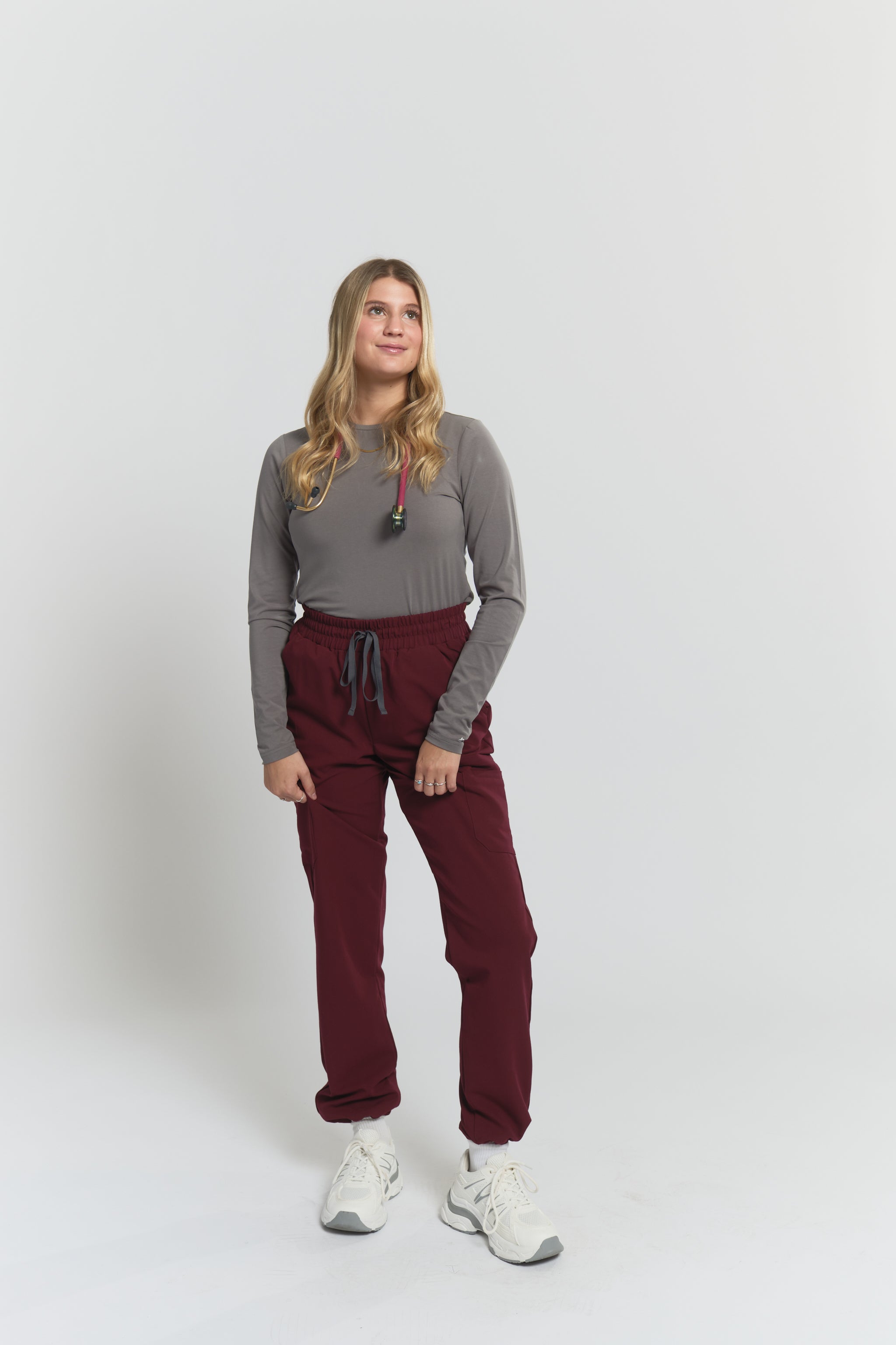 Lulu Straight Leg Scrub Pants - Burgundy