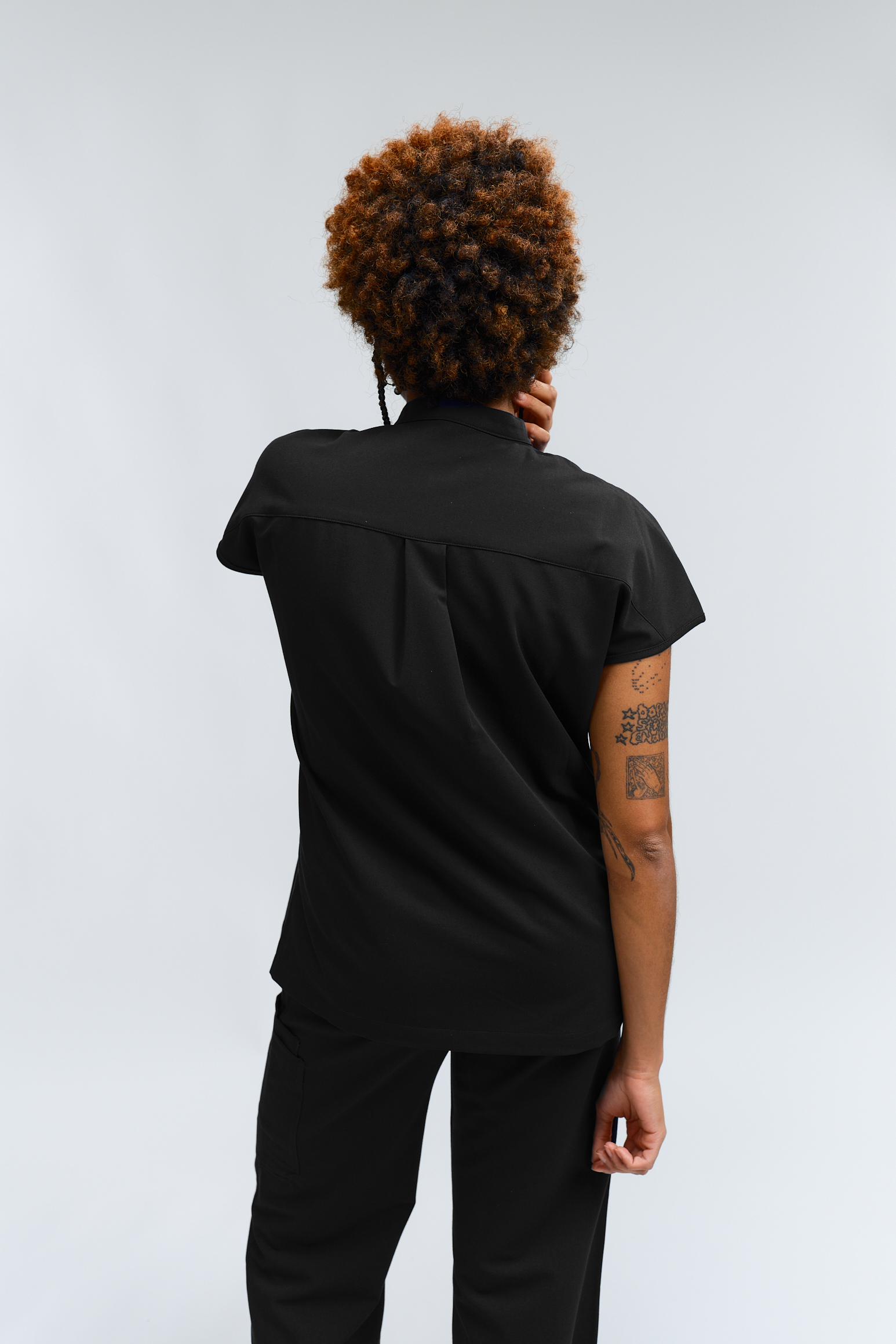 Ophelia Cap Sleeve Scrub Top - Black
