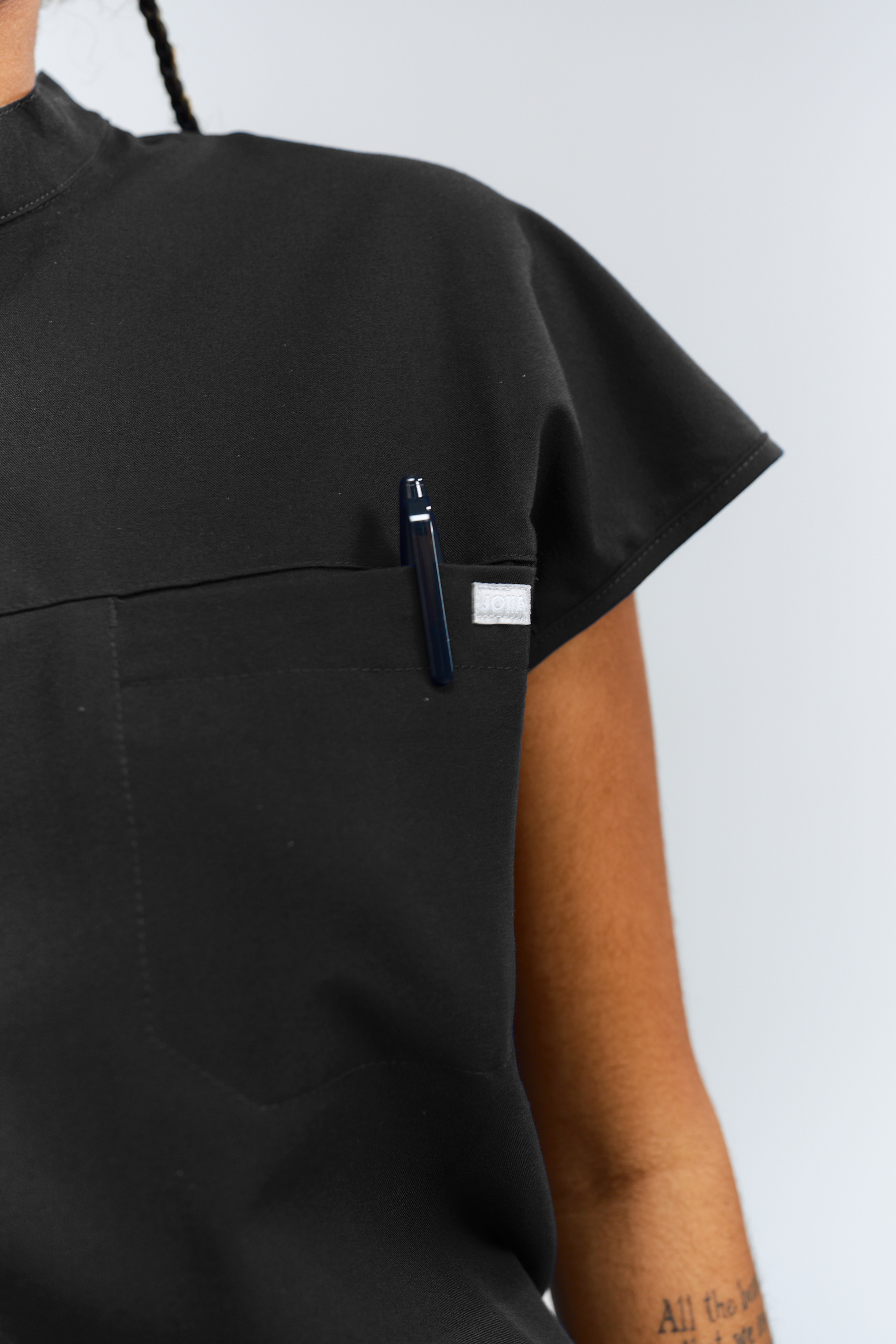 Ophelia Cap Sleeve Scrub Top - Black