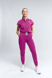 Ophelia Cap Sleeve Scrub Top - Fuchsia