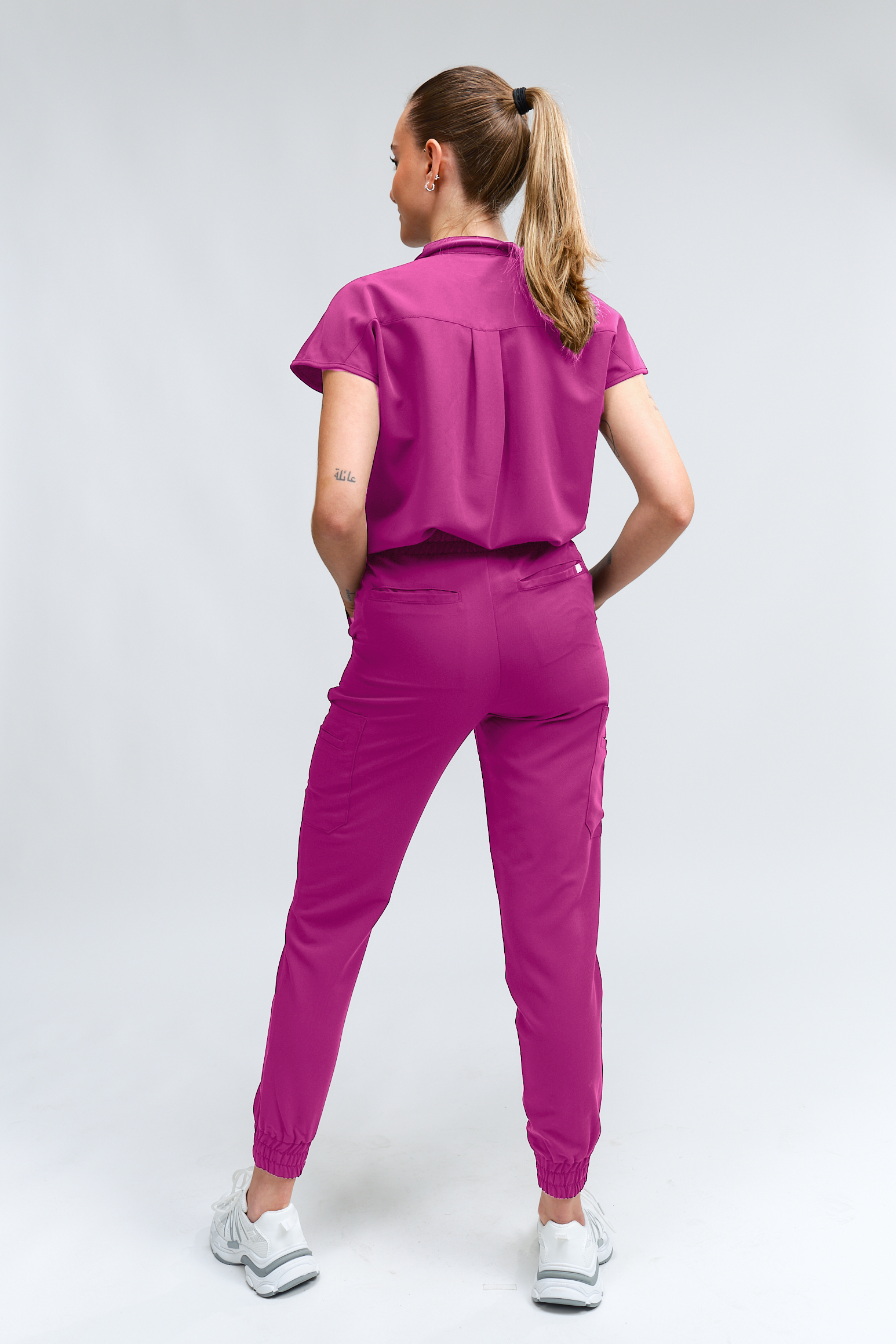 Ophelia Cap Sleeve Scrub Top - Fuchsia