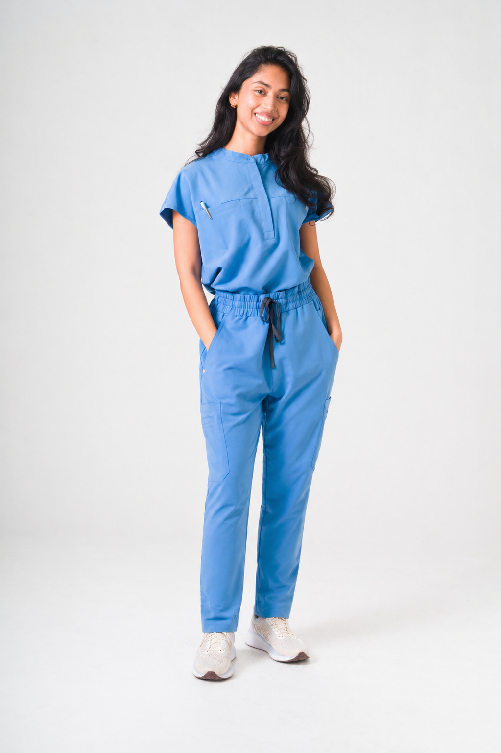 Ophelia Cap Sleeve Scrub Top - Ceil Blue