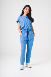 Ophelia Cap Sleeve Scrub Top - Ceil Blue
