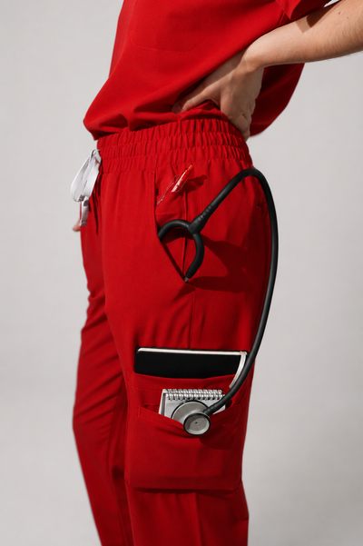 Pantalon de travail Lulu à coupe droite - Rouge rubis