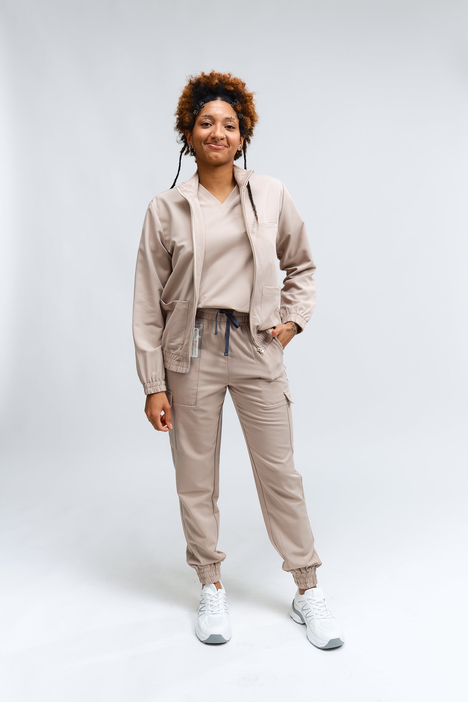 Thalia Scrub Jacket - Sandstone