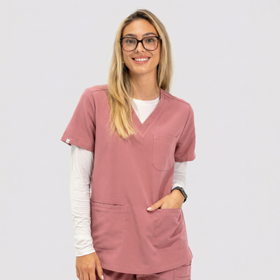 Victoria Scrub Top - Rosewood