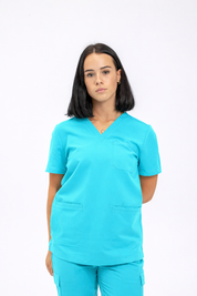 Victoria Scrub Top - Cyan Blue