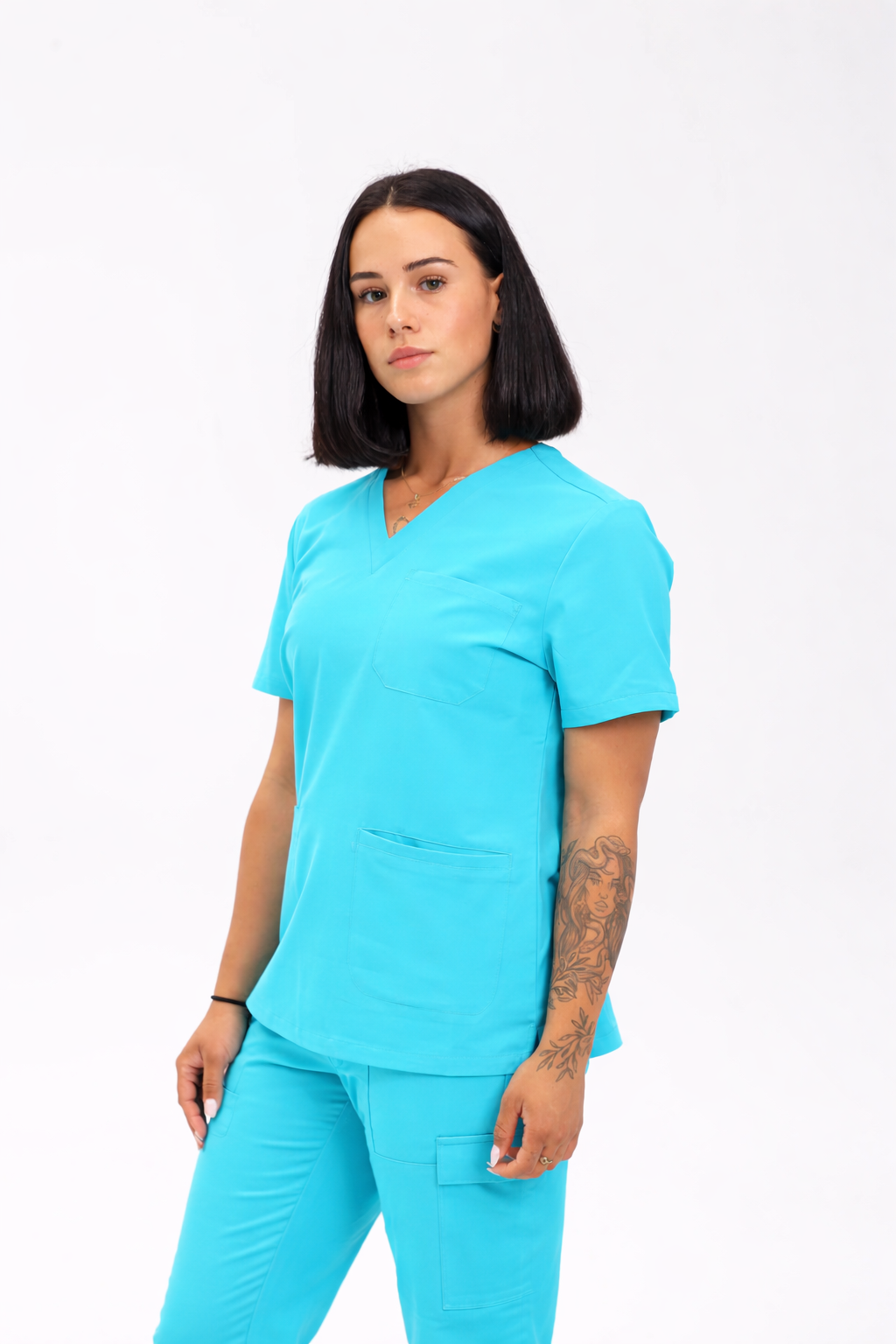 Victoria Scrub Top - Cyan Blue