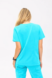 Olivia Scrub Top - Cyan Blue