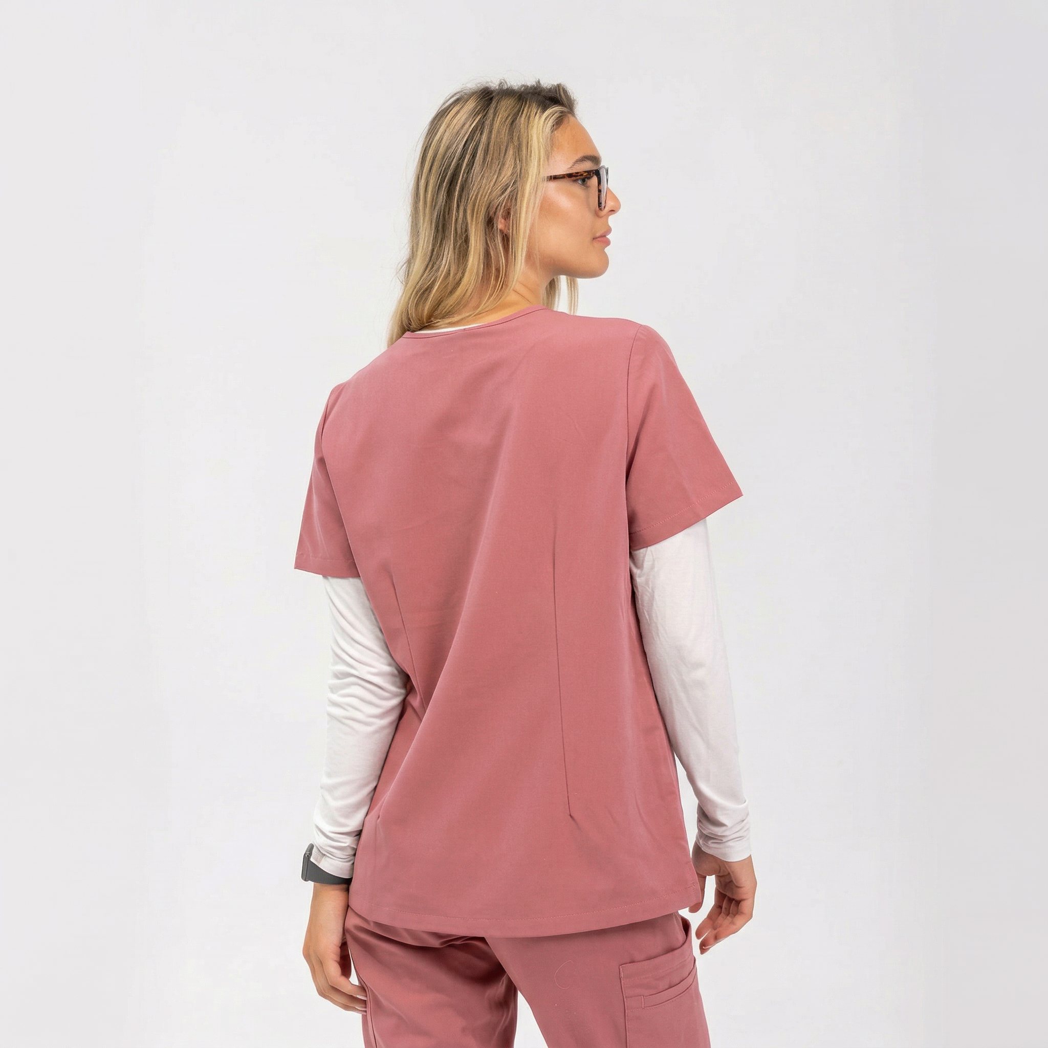 Victoria Scrub Top - Rosewood