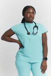 Ophelia Cap Sleeve Scrub Top - Sky Blue